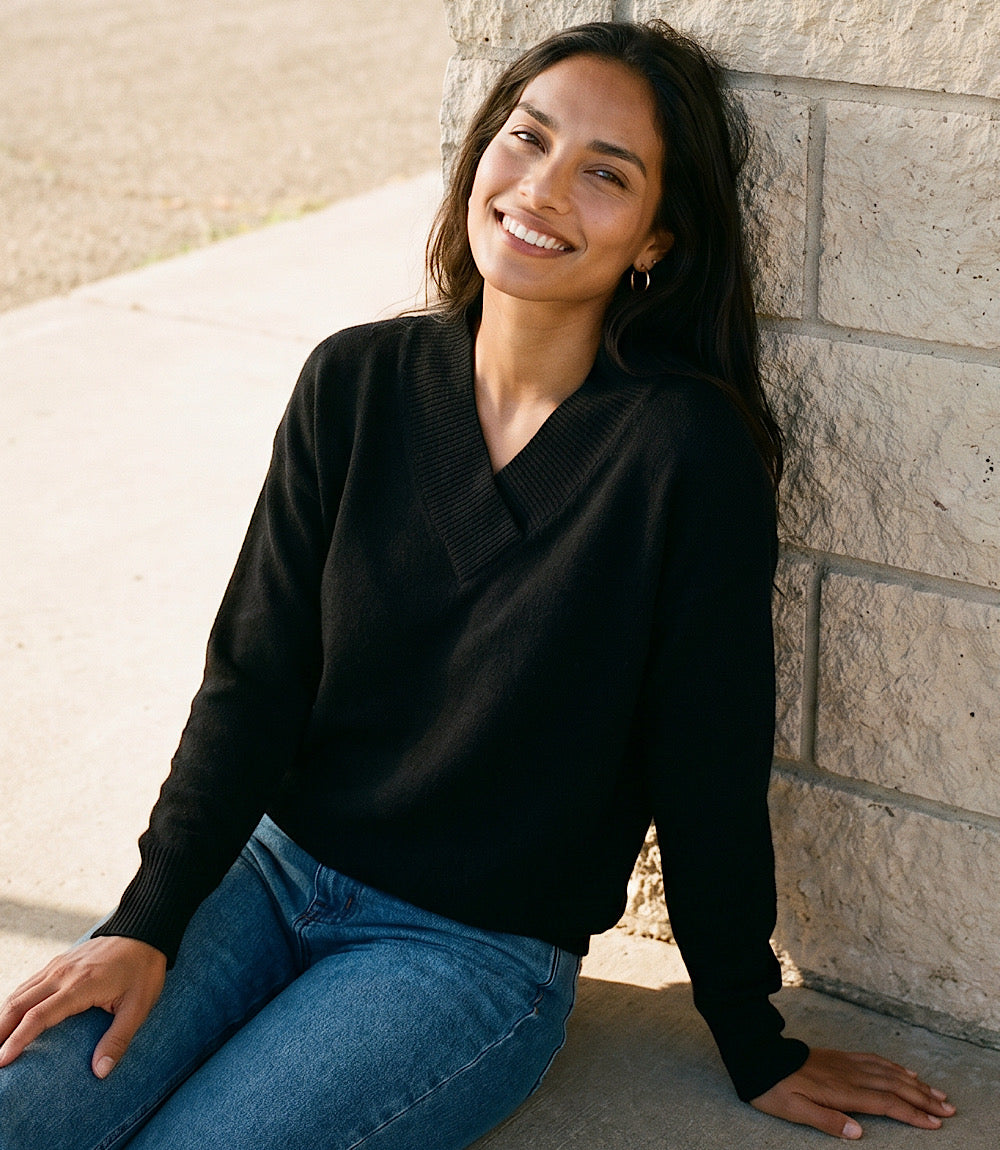 Petite Size Shawl Collar Sweater