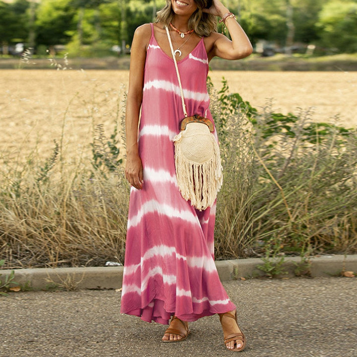 Vivian | Tie-Dye Maxi Sundress with V Neck and Spaghetti Straps