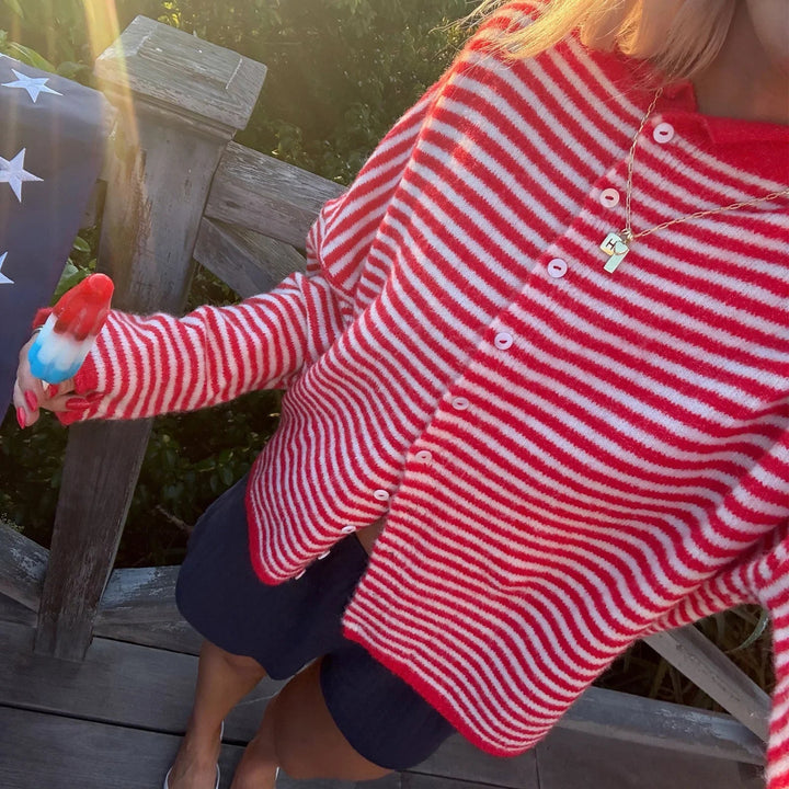Abigail | Striped Cardigan Sweater with Button Front and Long Sleeves