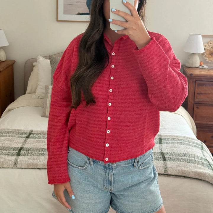 Abigail | Striped Cardigan Sweater with Button Front and Long Sleeves