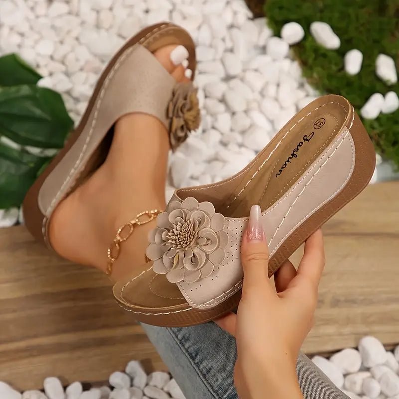 Amber | Orthopedic Sandals with Flower Detail and Perforated Upper
