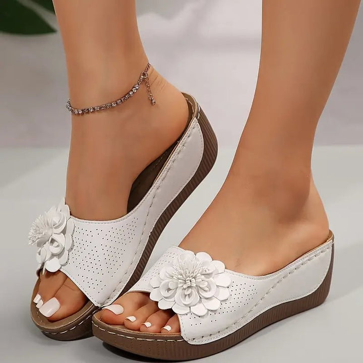Amber | Orthopedic Sandals with Flower Detail and Perforated Upper