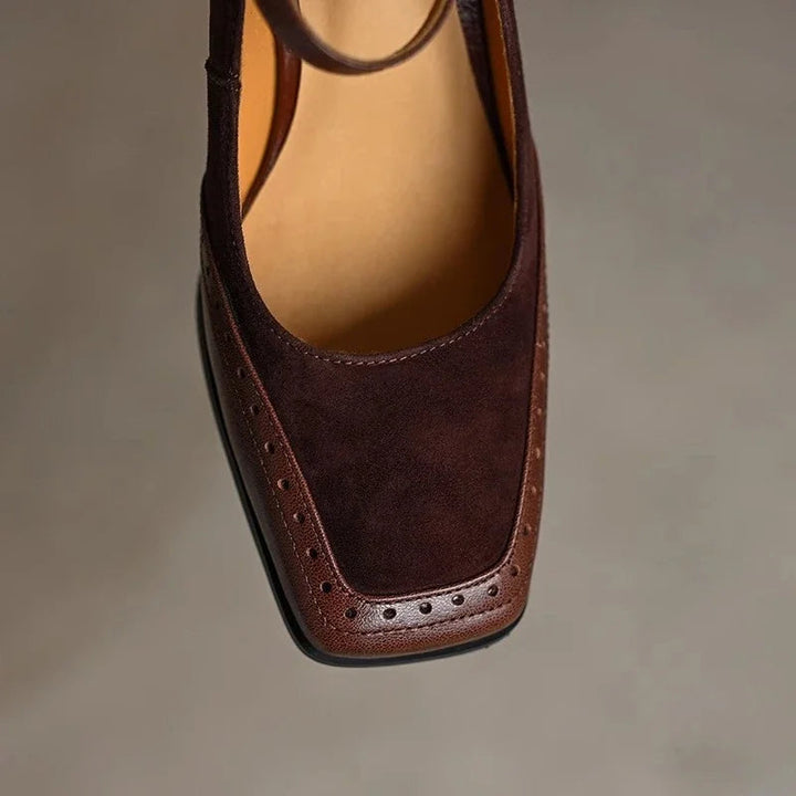 Antoinette | Mary Jane Block Heels with Ankle Strap and Square Toe