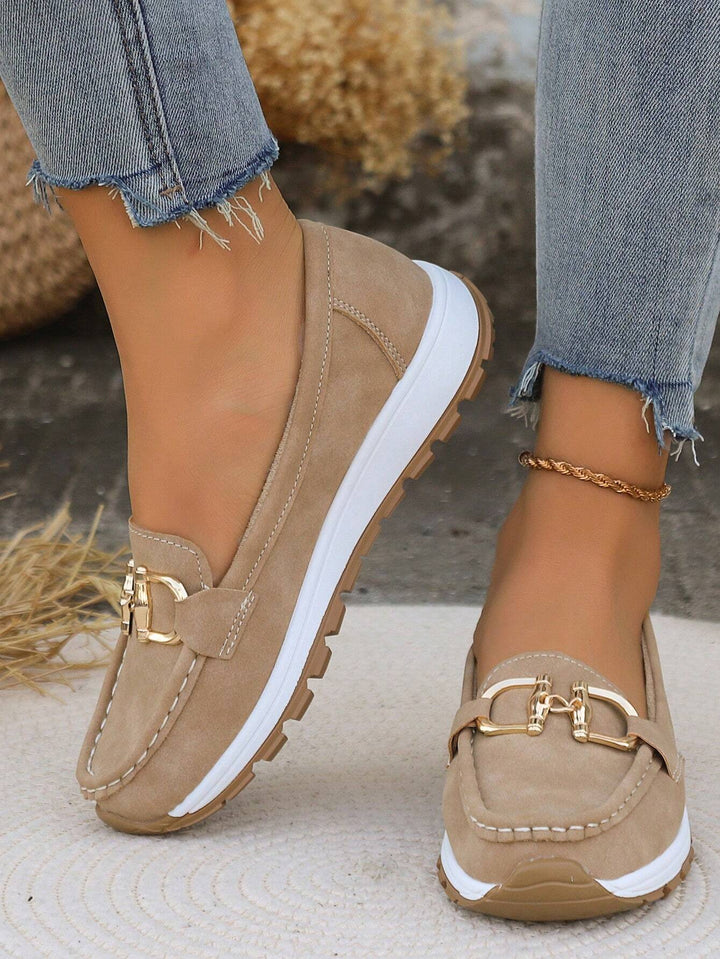 Audrey | Loafers with Metal Buckle Detail and Flat Sole