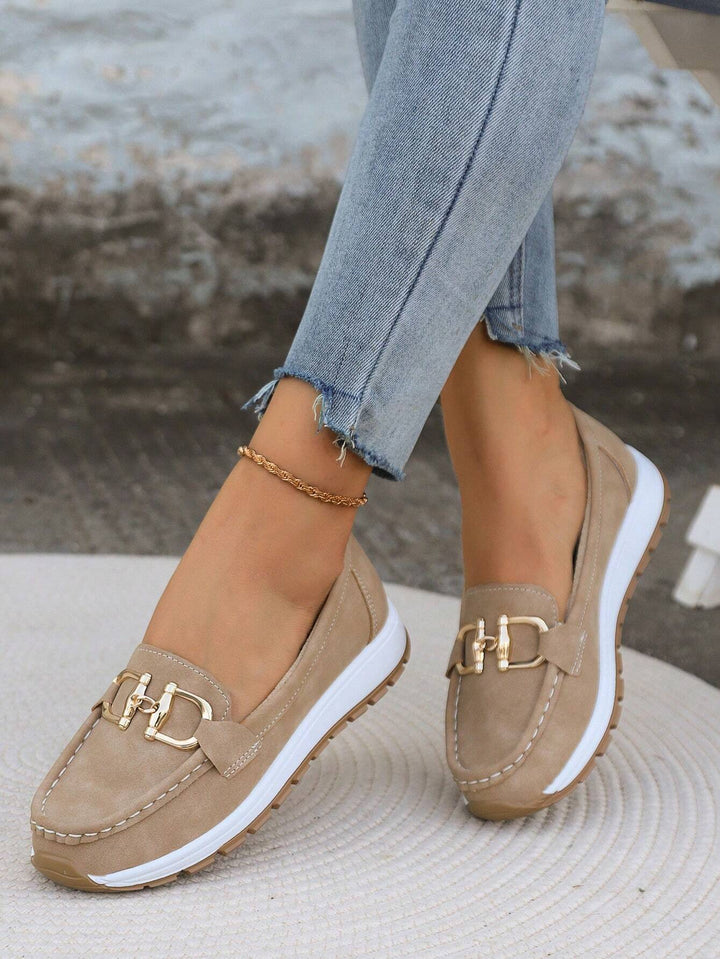 Audrey | Loafers with Metal Buckle Detail and Flat Sole
