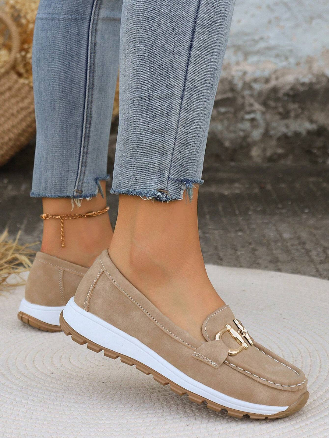 Audrey | Loafers with Metal Buckle Detail and Flat Sole