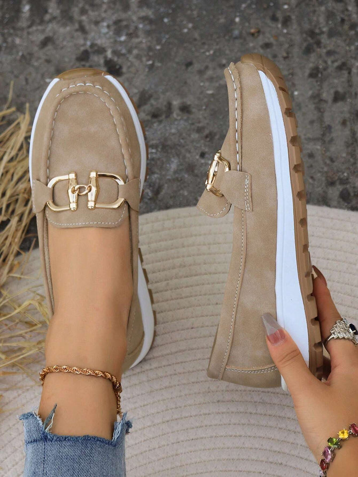 Audrey | Loafers with Metal Buckle Detail and Flat Sole