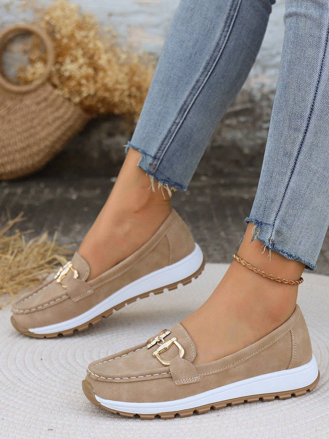 Audrey | Loafers with Metal Buckle Detail and Flat Sole