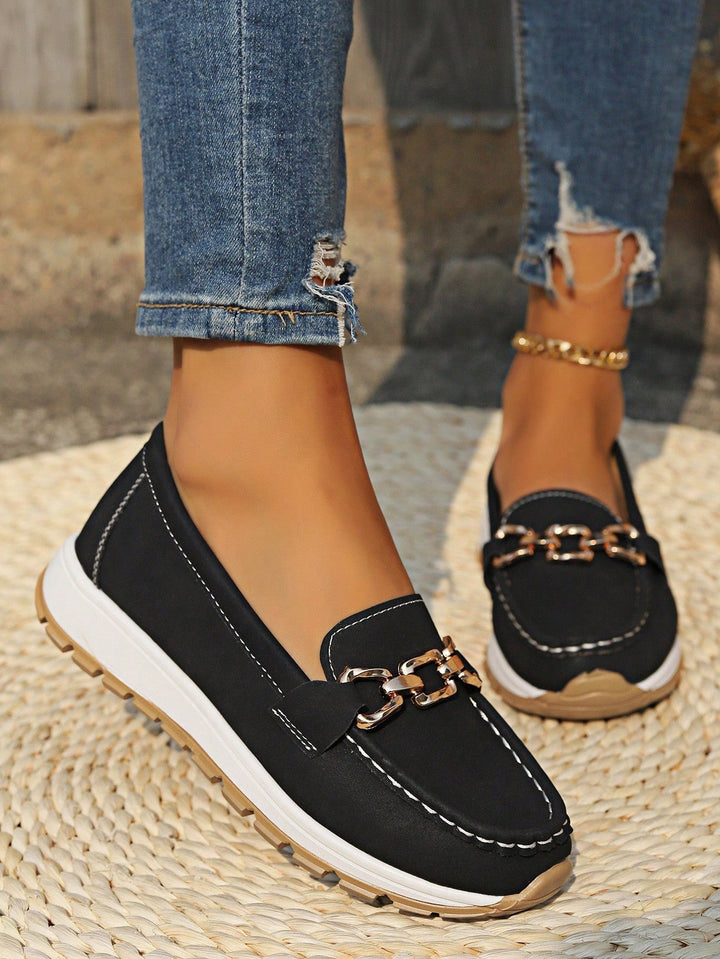 Audrey | Loafers with Metal Buckle Detail and Flat Sole