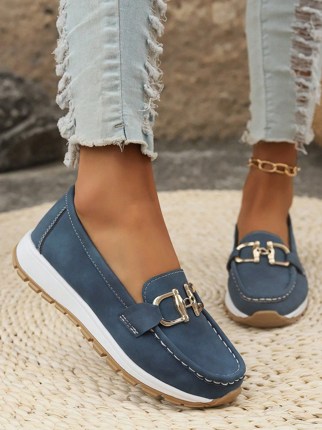 Audrey | Loafers with Metal Buckle Detail and Flat Sole