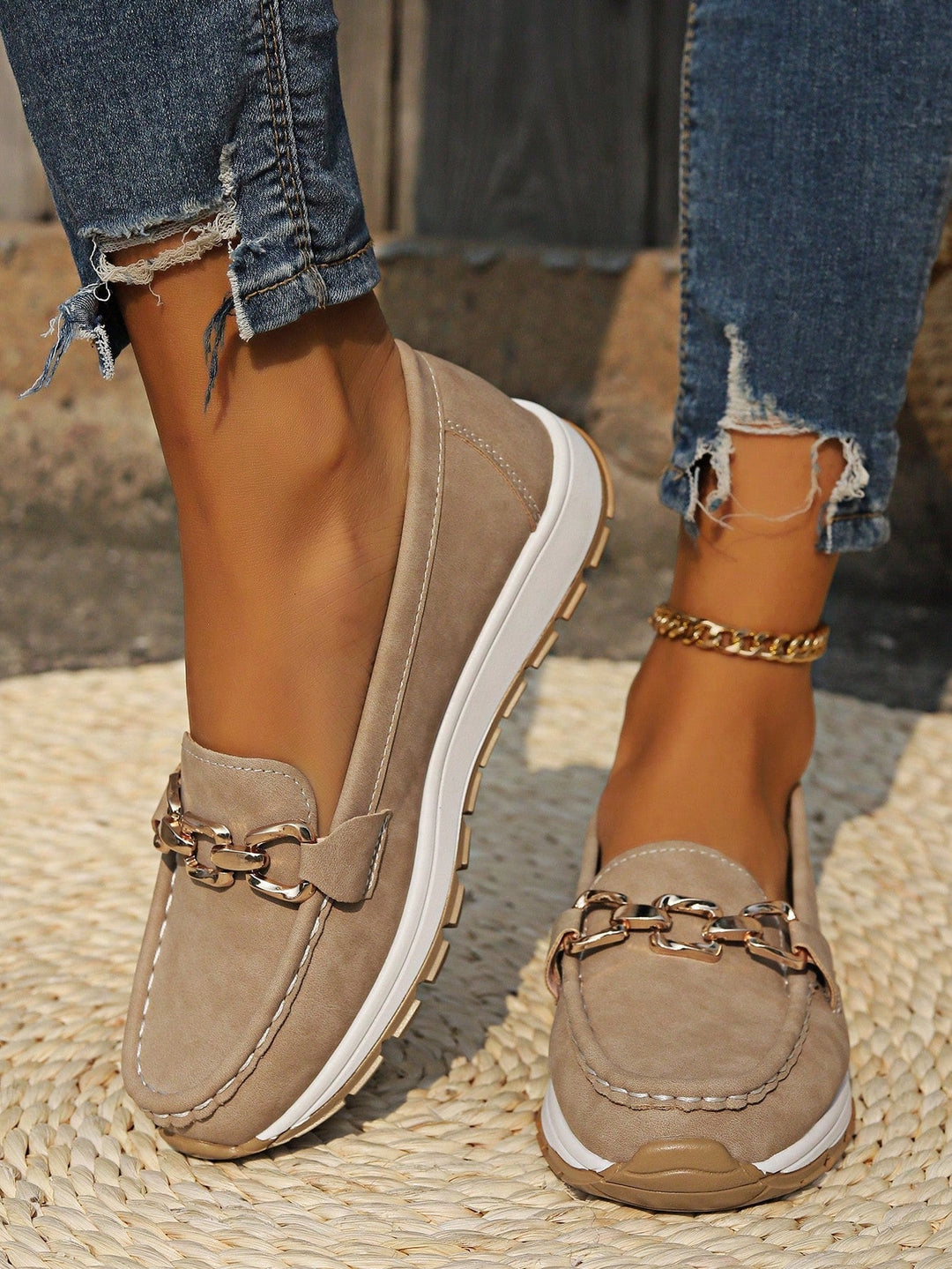 Audrey | Loafers with Metal Buckle Detail and Flat Sole