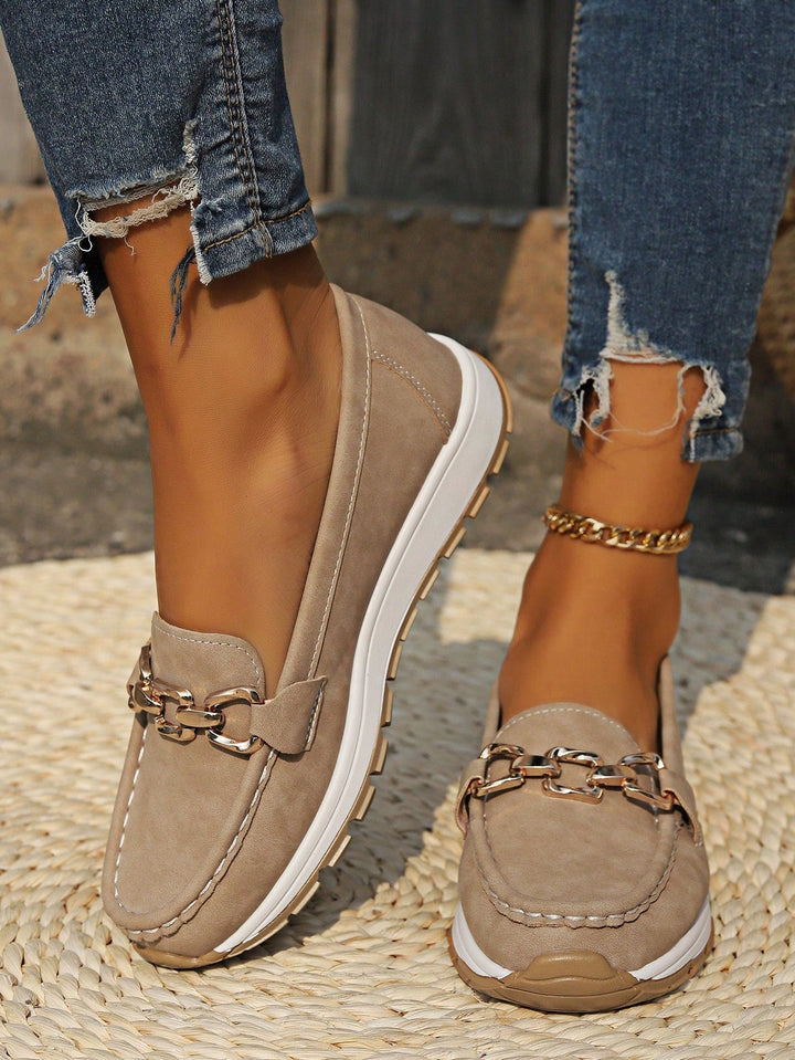 Audrey | Loafers with Metal Buckle Detail and Flat Sole