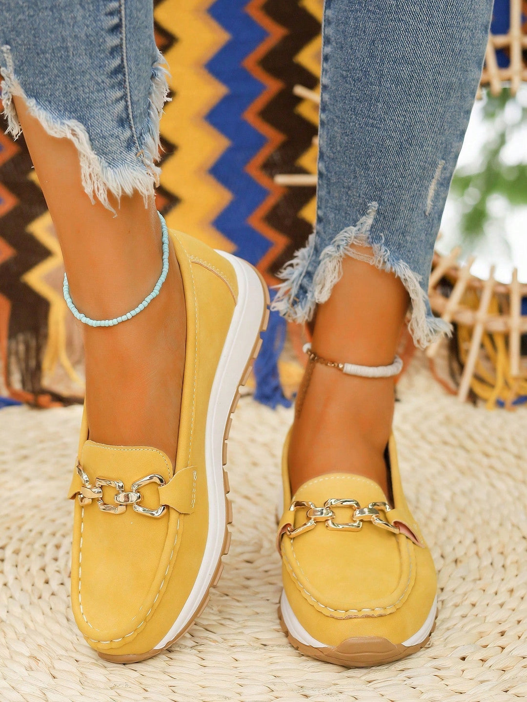 Audrey | Loafers with Metal Buckle Detail and Flat Sole