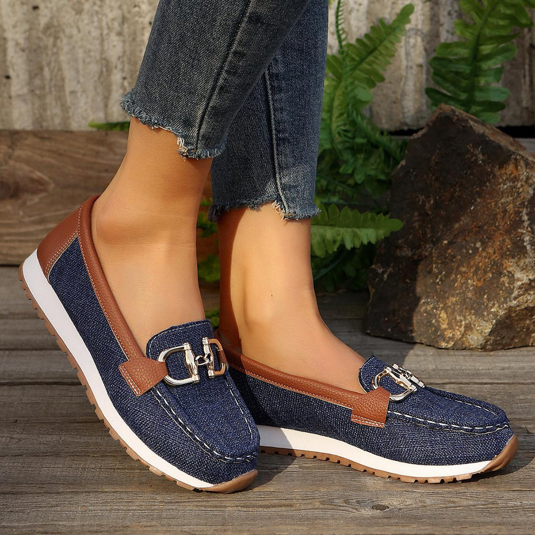 Audrey | Loafers with Metal Buckle Detail and Flat Sole