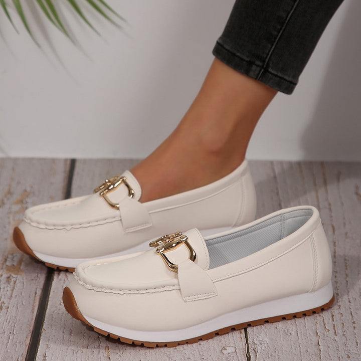 Audrey | Loafers with Metal Buckle Detail and Flat Sole