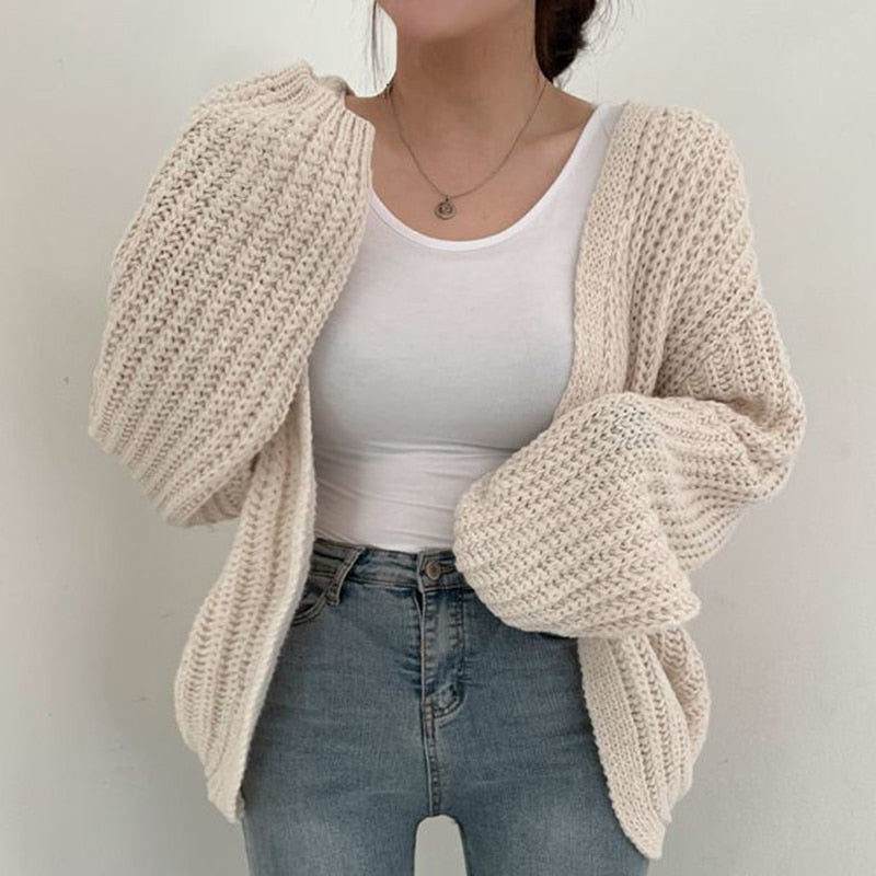 Beatrice | Cardigan with Open Front and Balloon Sleeves