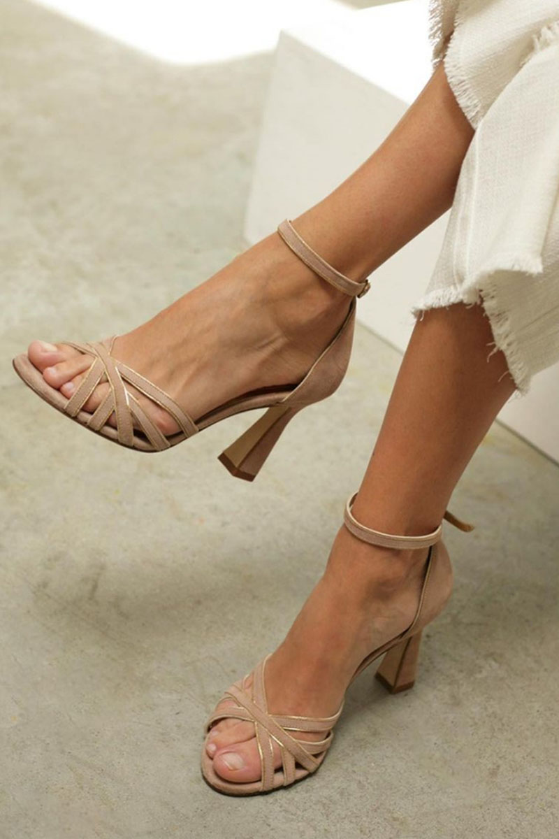 Betty | Strappy Heels with Ankle Strap and Sculpted Heel