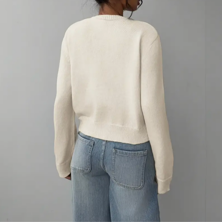 Beverly | Cropped Cardigan with Button Front and Crew Neck