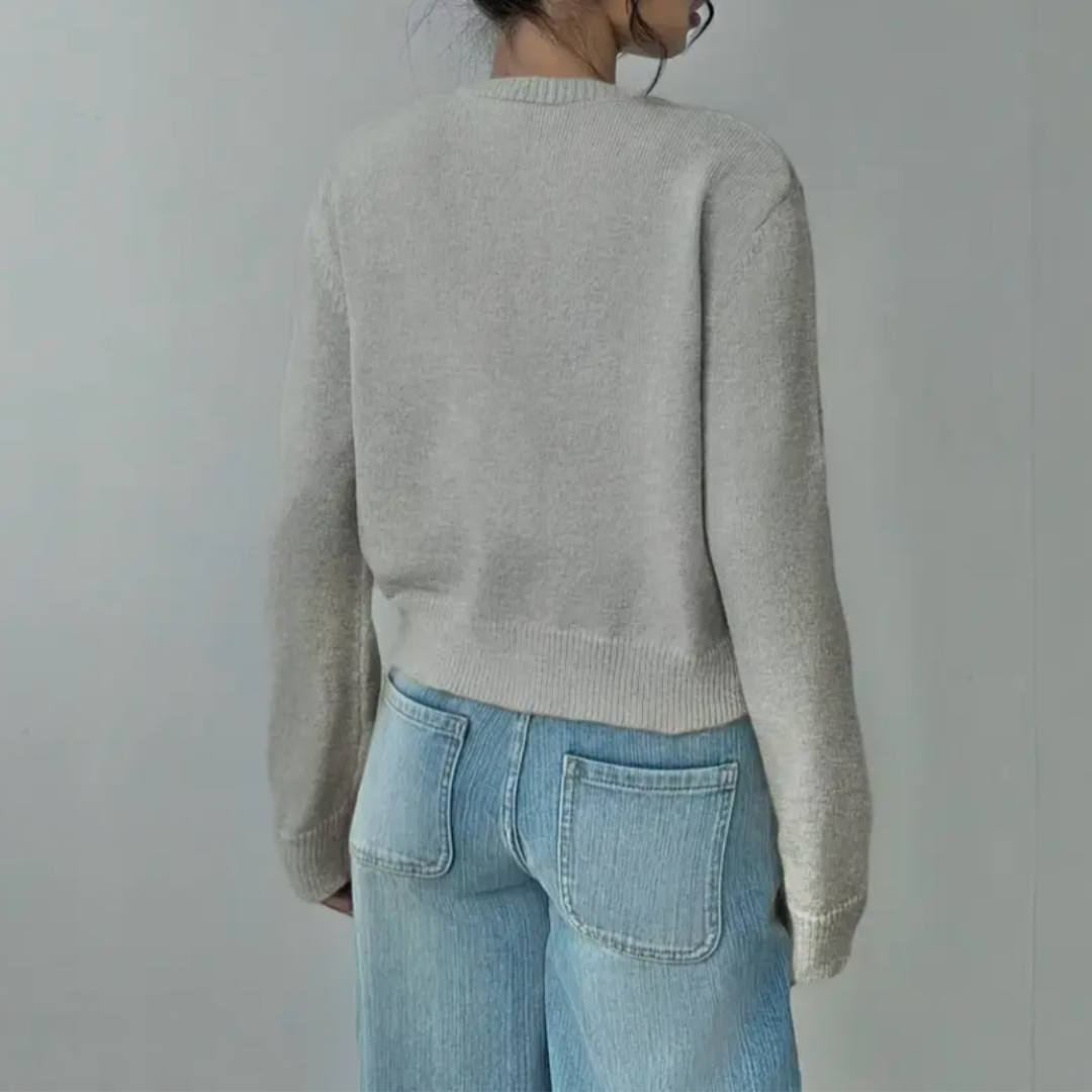 Beverly | Cropped Cardigan with Button Front and Crew Neck