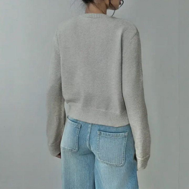 Beverly | Cropped Cardigan with Button Front and Crew Neck