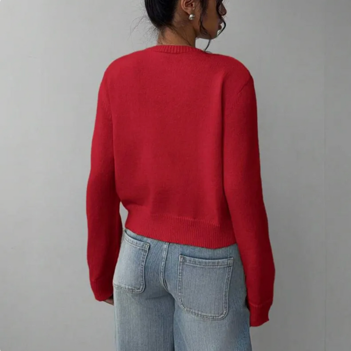 Beverly | Cropped Cardigan with Button Front and Crew Neck