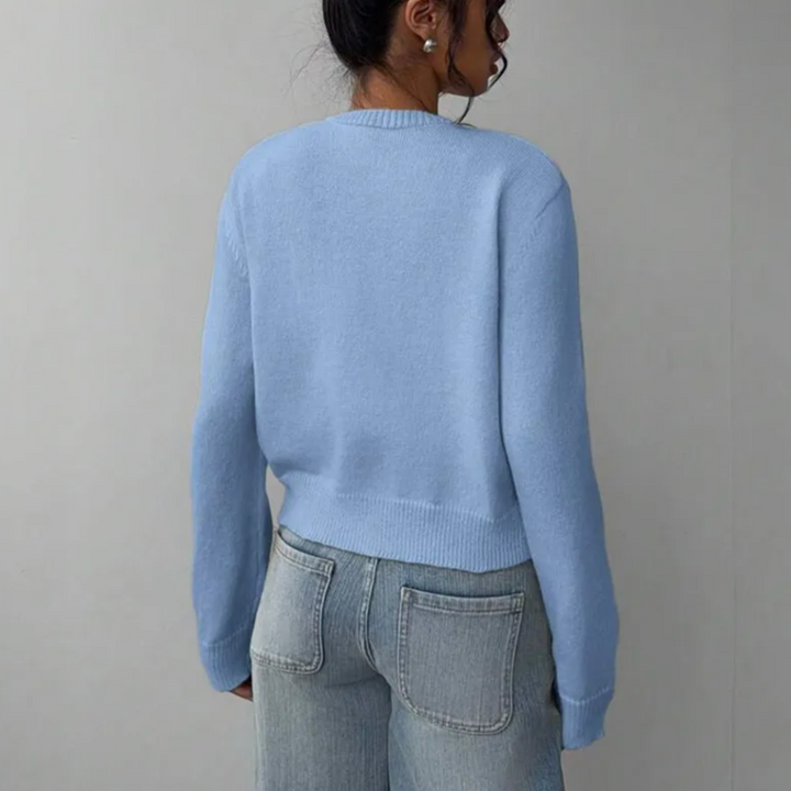 Beverly | Cropped Cardigan with Button Front and Crew Neck