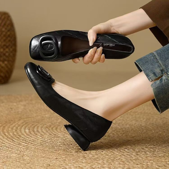Brenda | Ballet Flats with Decorative Buckle and Low Heel