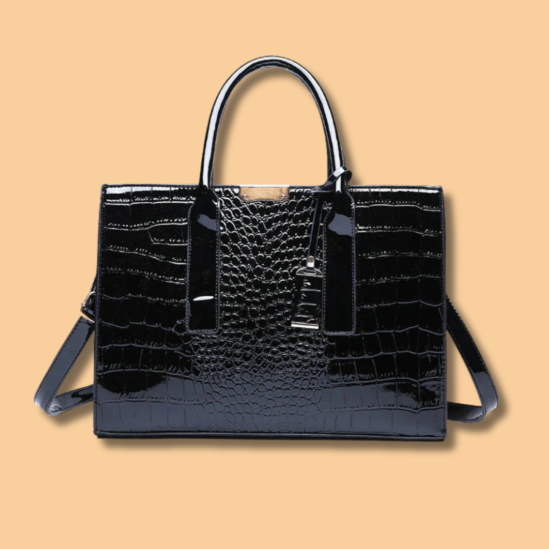 Brenda | Crocodile Embossed Tote Bag with Top Handles and Detachable Strap