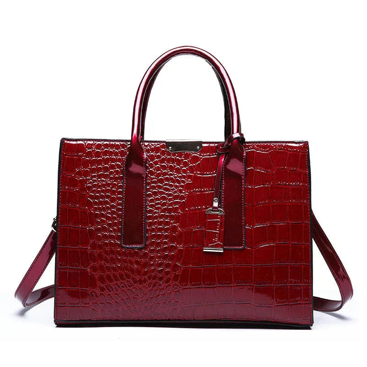 Brenda | Crocodile Embossed Tote Bag with Top Handles and Detachable Strap