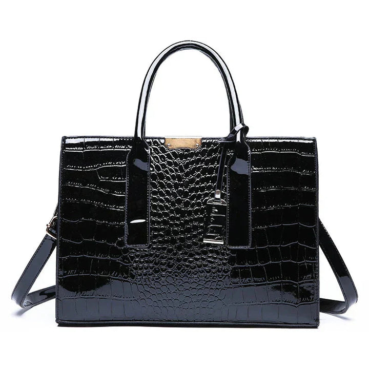 Brenda | Crocodile Embossed Tote Bag with Top Handles and Detachable Strap