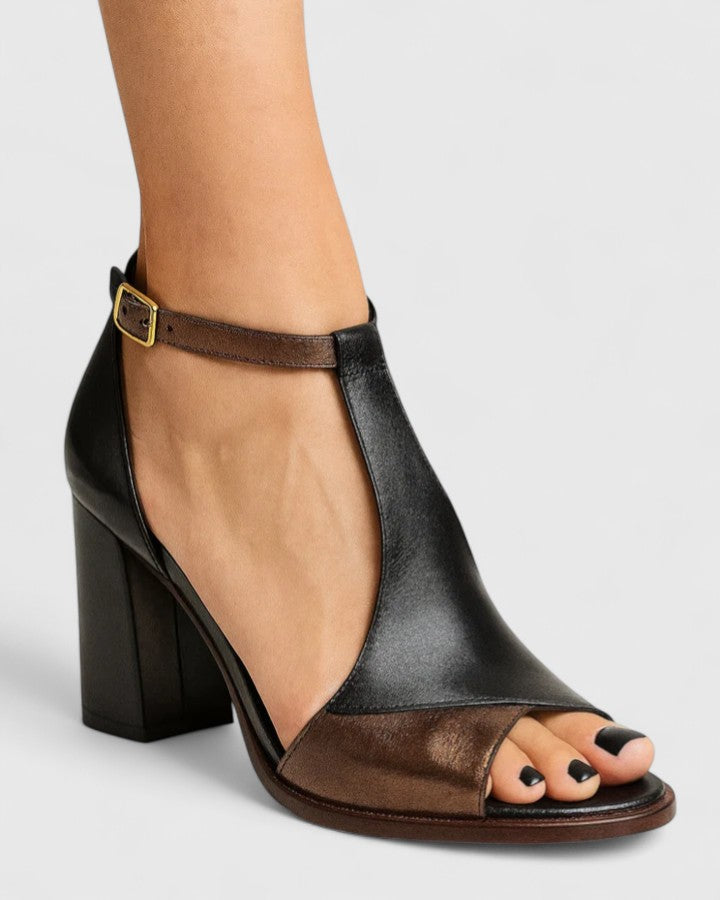 Carol | Block Heel Sandals with Ankle Strap and Peep Toe
