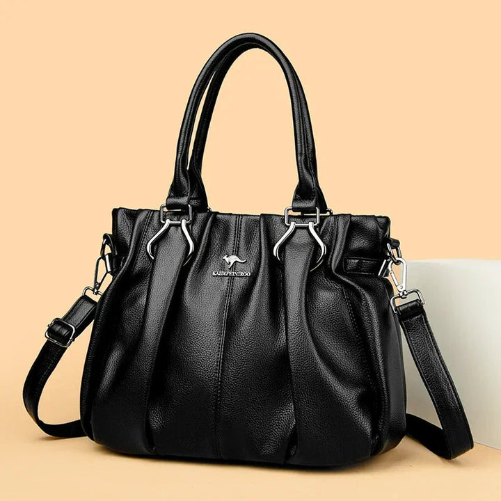 Carol | Leather Handbag with Shoulder Strap and Top Handles