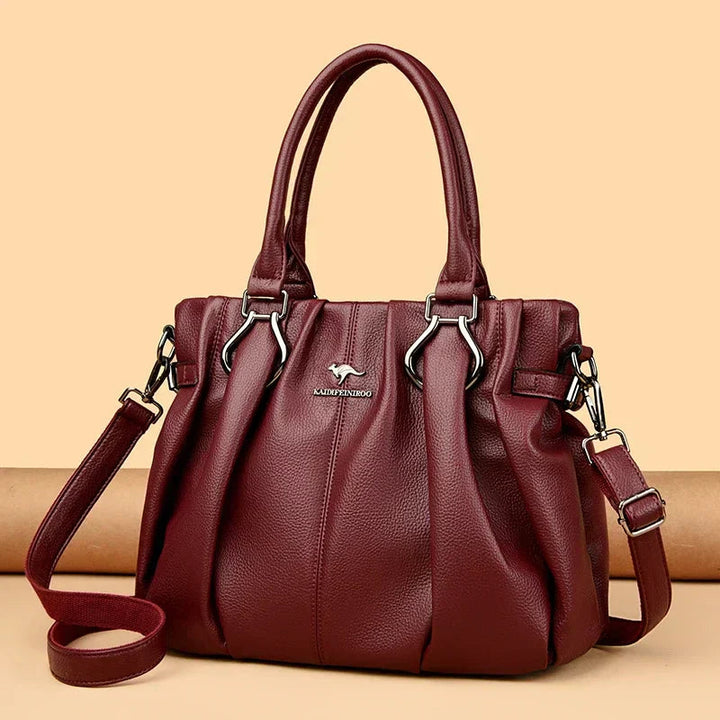 Carol | Leather Handbag with Shoulder Strap and Top Handles
