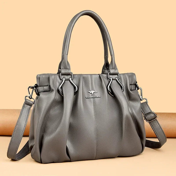 Carol | Leather Handbag with Shoulder Strap and Top Handles