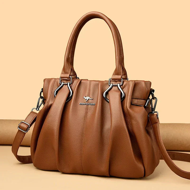 Carol | Leather Handbag with Shoulder Strap and Top Handles