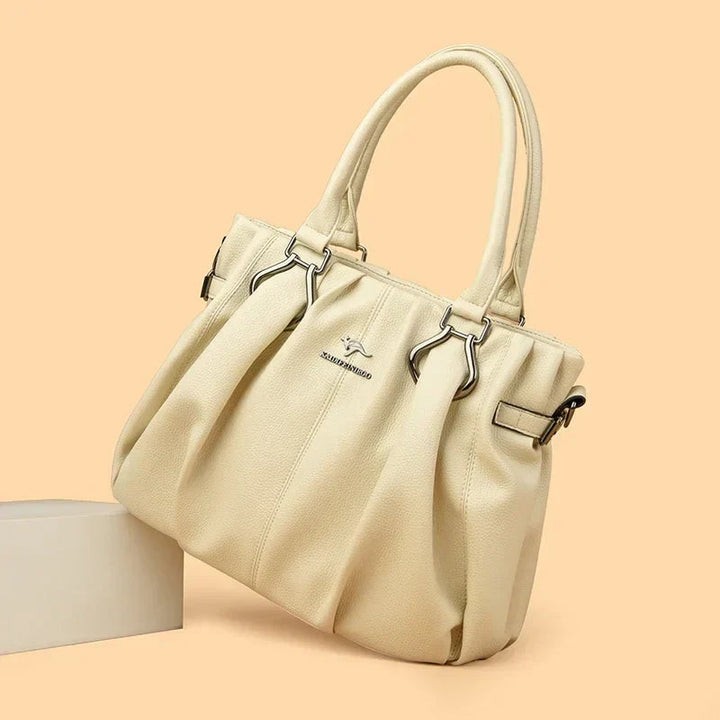 Carol | Leather Handbag with Shoulder Strap and Top Handles