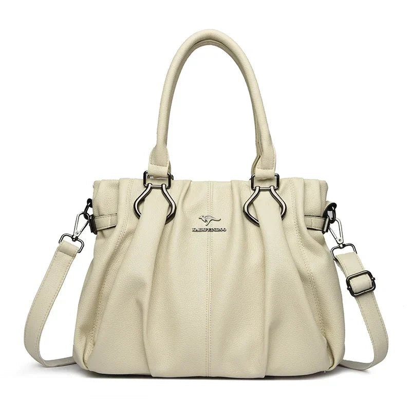 Carol | Leather Handbag with Shoulder Strap and Top Handles