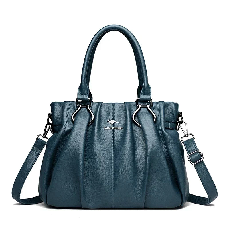 Carol | Leather Handbag with Shoulder Strap and Top Handles