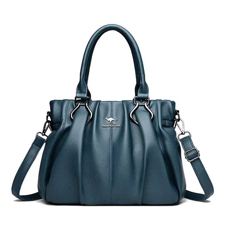 Carol | Leather Handbag with Shoulder Strap and Top Handles
