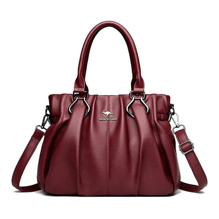 Carol | Leather Handbag with Shoulder Strap and Top Handles