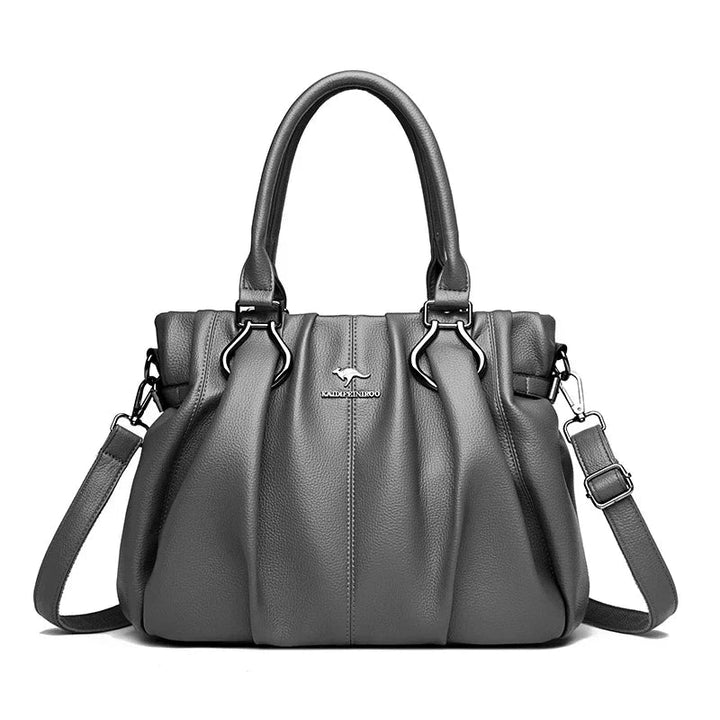 Carol | Leather Handbag with Shoulder Strap and Top Handles