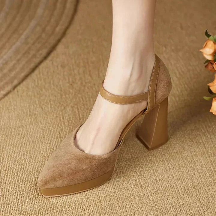 Catherine | Mary Jane Platform Heels with Block Heel and Ankle Strap