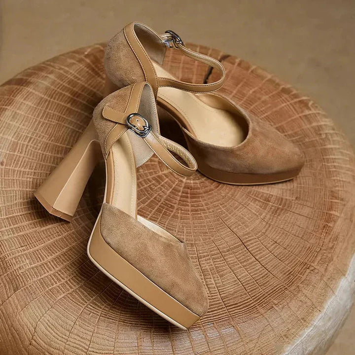Catherine | Mary Jane Platform Heels with Block Heel and Ankle Strap