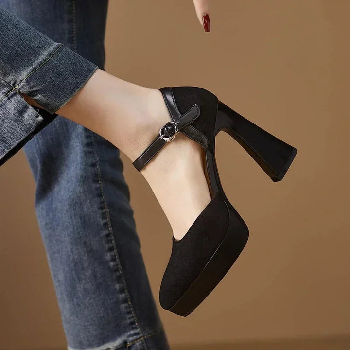 Catherine | Mary Jane Platform Heels with Block Heel and Ankle Strap