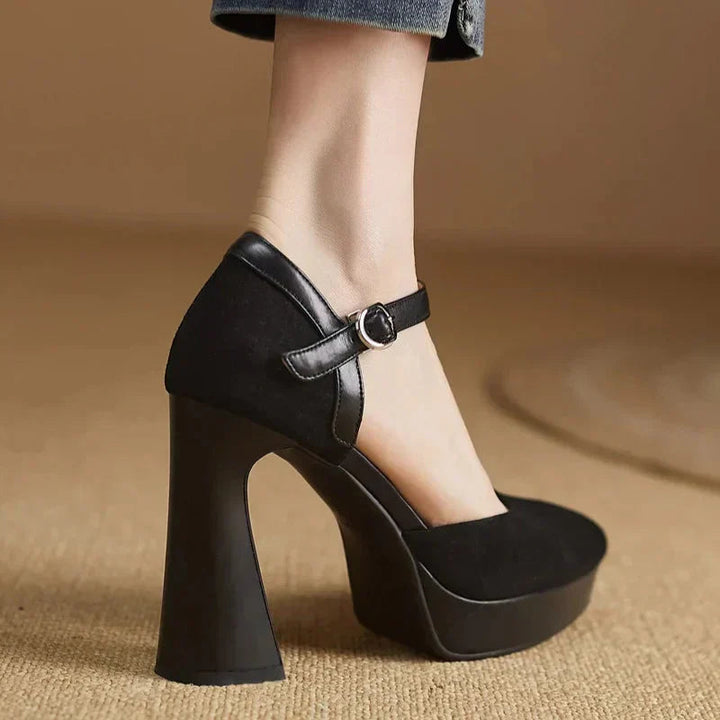 Catherine | Mary Jane Platform Heels with Block Heel and Ankle Strap