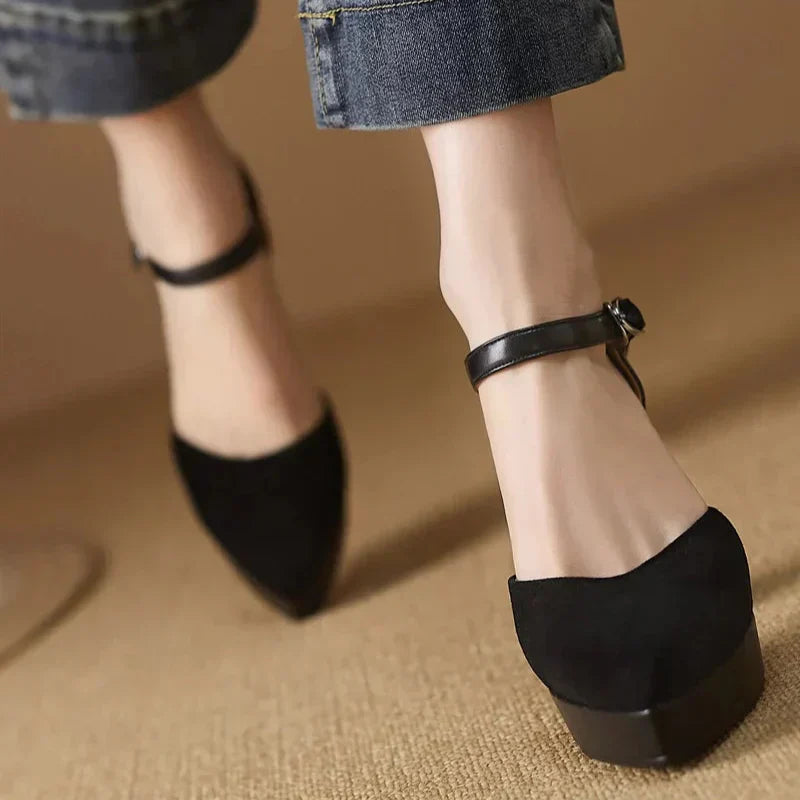 Catherine | Mary Jane Platform Heels with Block Heel and Ankle Strap