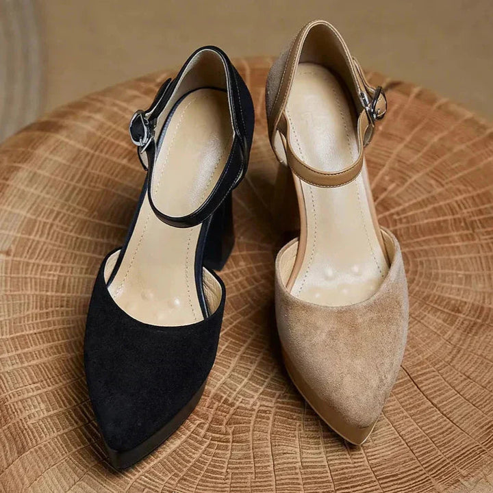Catherine | Mary Jane Platform Heels with Block Heel and Ankle Strap