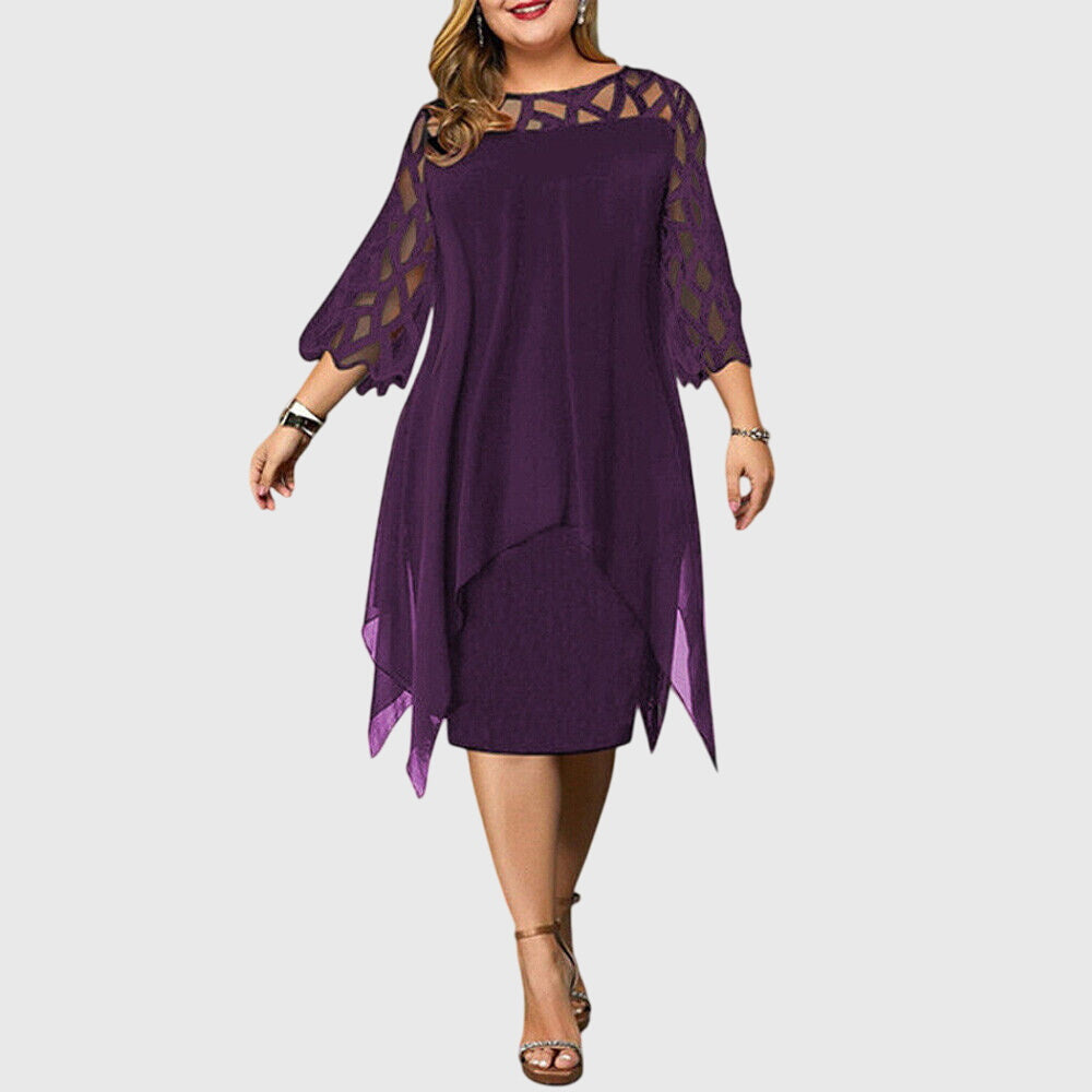 Catherine | Mini Dress with Geometric Sleeve and Asymmetrical Overlay