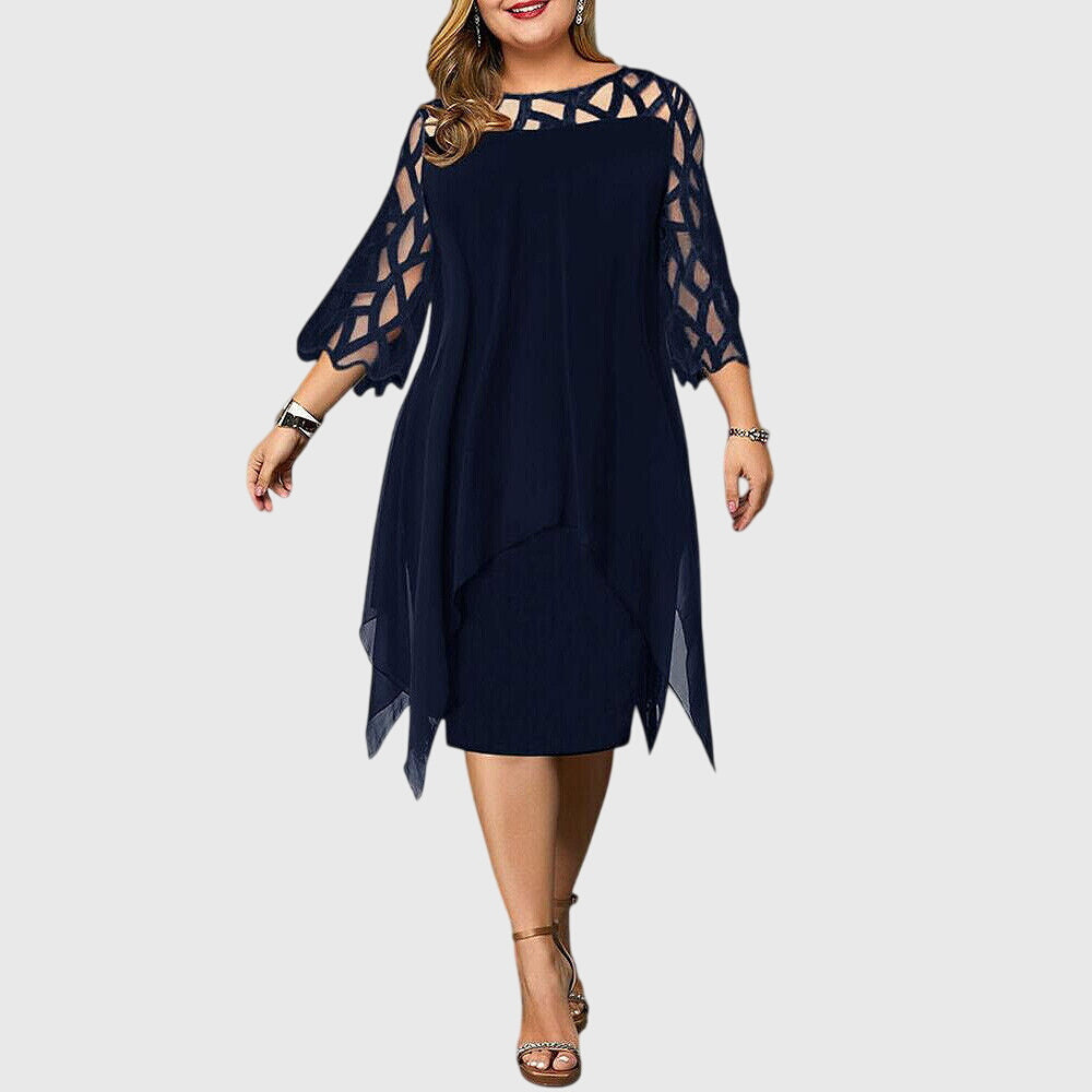 Catherine | Mini Dress with Geometric Sleeve and Asymmetrical Overlay
