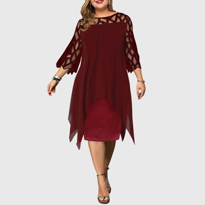 Catherine | Mini Dress with Geometric Sleeve and Asymmetrical Overlay